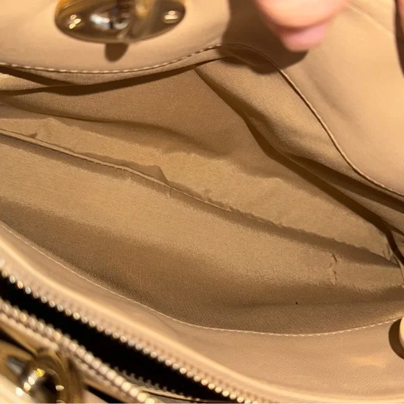 CHRISTIAN DIOR Beige Cannage Quilted Lambskin Leather Granville Polochon Bag - Picture 11 of 16